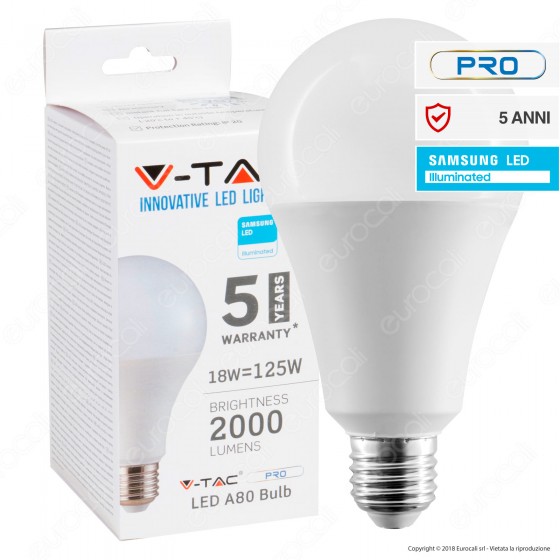LAMPADINE V-TAC LED E27 18w LAMPADA GLOBO V-TAC ALTA QUALITA GARANZIA 2 ANNI 