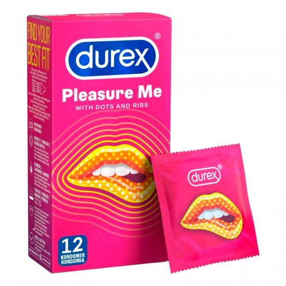 Preservativi Durex Pleasure Max con Forma Easy-On e Rilievi Stimolanti - Scatola da 12 Profilattici