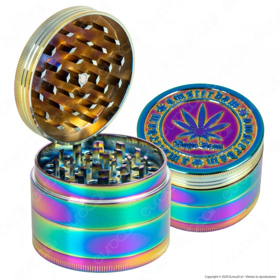 Grinder Tritatabacco 4 Parti in Metallo Amsterdam Colorazione Rainbow Grinder Tritatabacco 4 Parti in Metallo Amsterdam Colorazione Rainbow