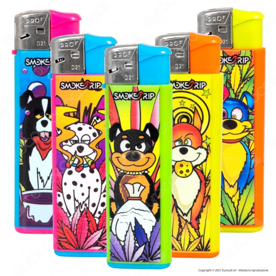 SmokeTrip Color Accendini Elettronici Fantasia Dog - 5 Accendini SmokeTrip Color Accendini Elettronici Fantasia Dog - 5 Accendini