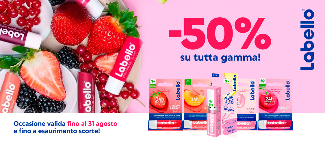 Promo -50% sui Prodotti Labello fino al 31 Agosto!