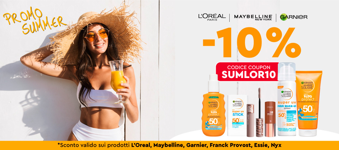 10% di sconto su L'Oréal Paris, Garnier, Maybelline New York, Essie, Franck Provost e NYX Professional Makeup con codice SUMLOR10