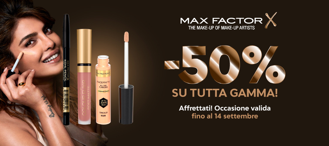 Promo -50% sui Prodotti Max Factor fino al 14 Settembre!