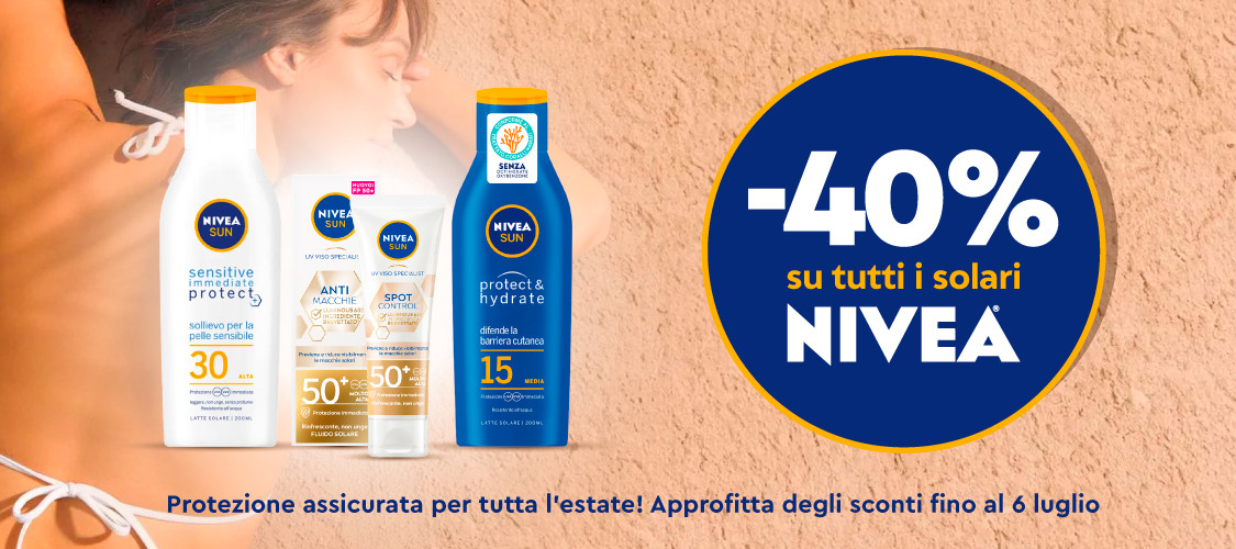Sconto -40% su tutti i Solari Nivea!